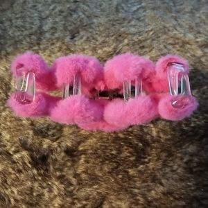 NWOT Fuzzy Hair Clip for thick hair, Pink